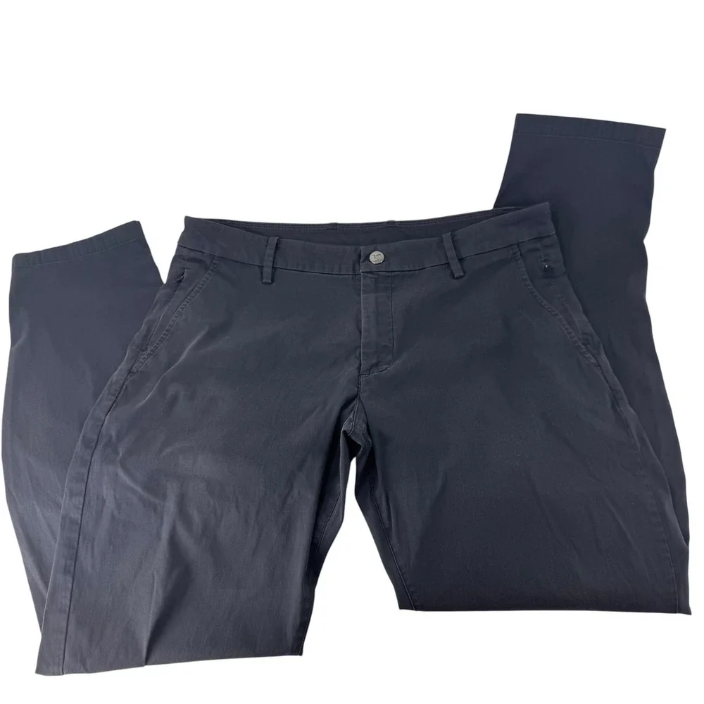Birddogs Mens Navy Blue Slim Tapered Stretch Chino Pants 34x32 Side Zip Pockets